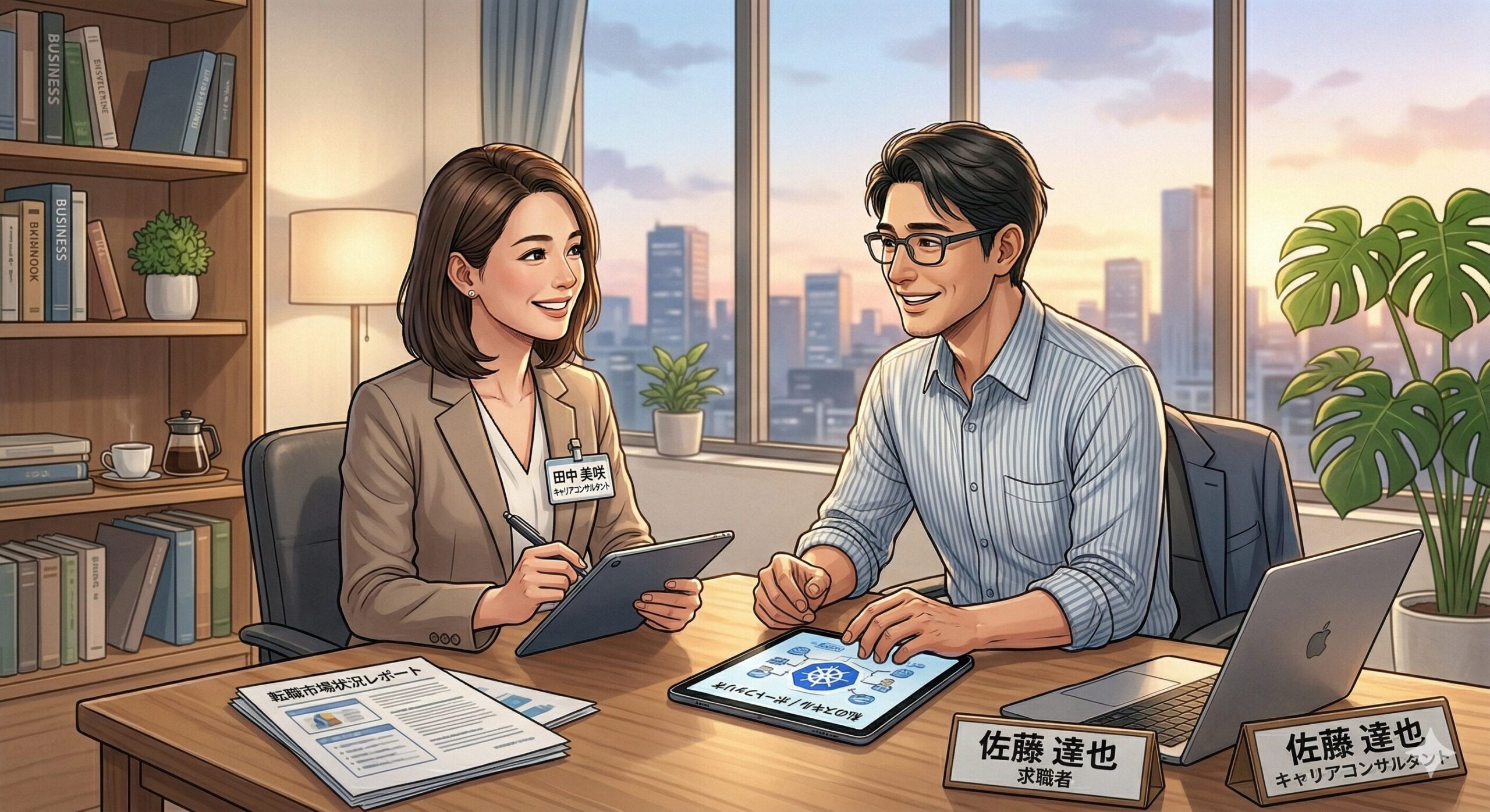 転職エージェントと相談する30代男性