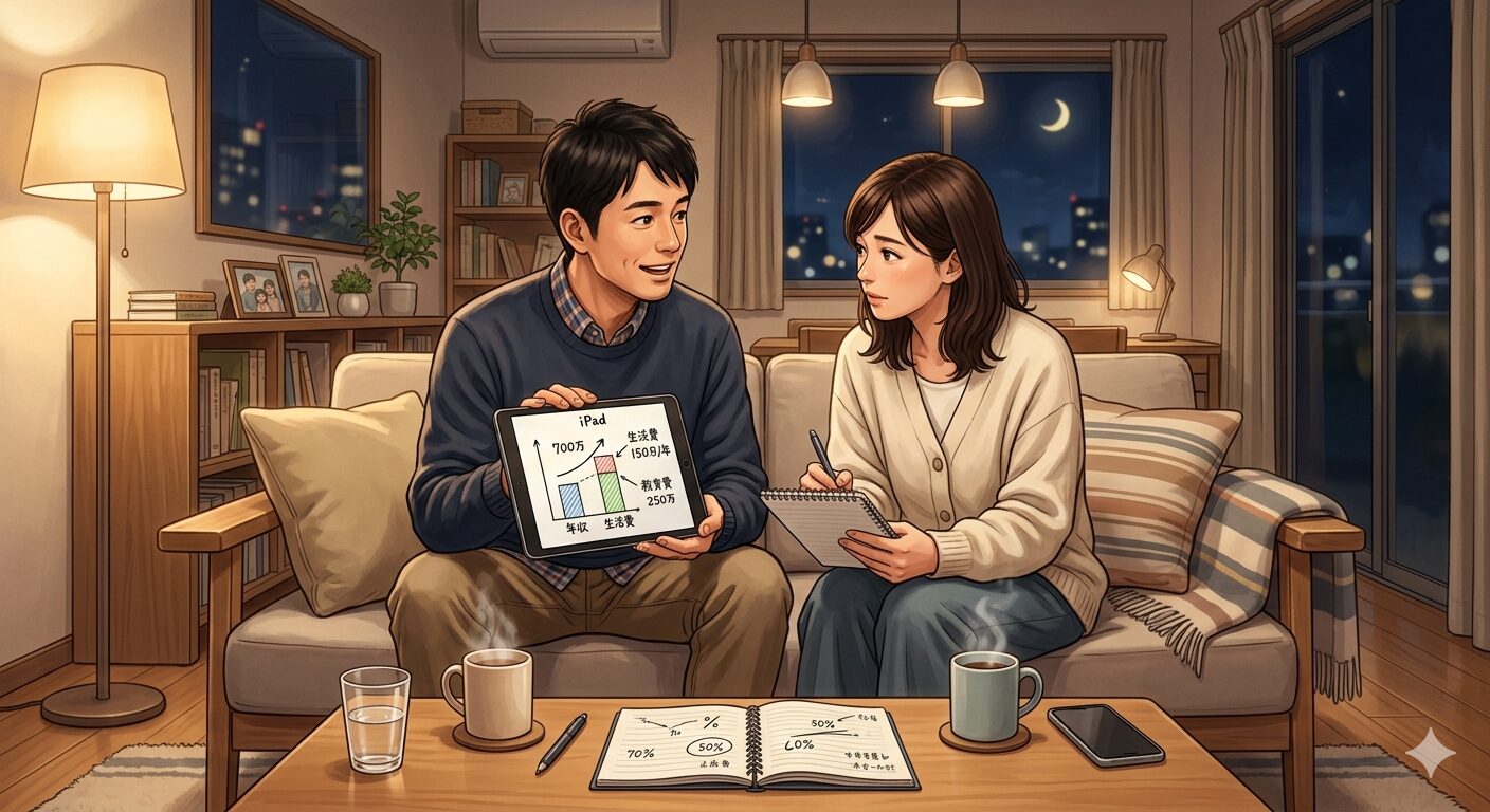 夫婦で転職について話し合うシーン