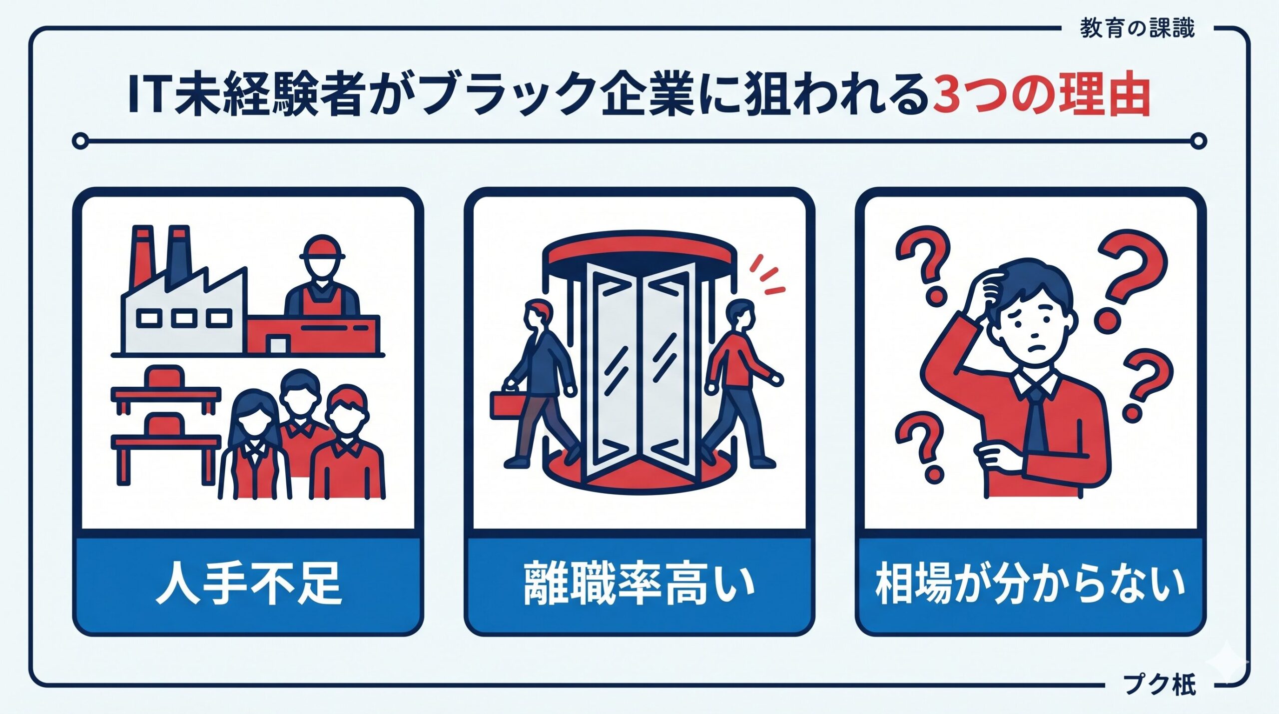 未経験者がIT業界でブラック企業に当たりやすい3つの理由（人手不足・離職率・相場が分からない）