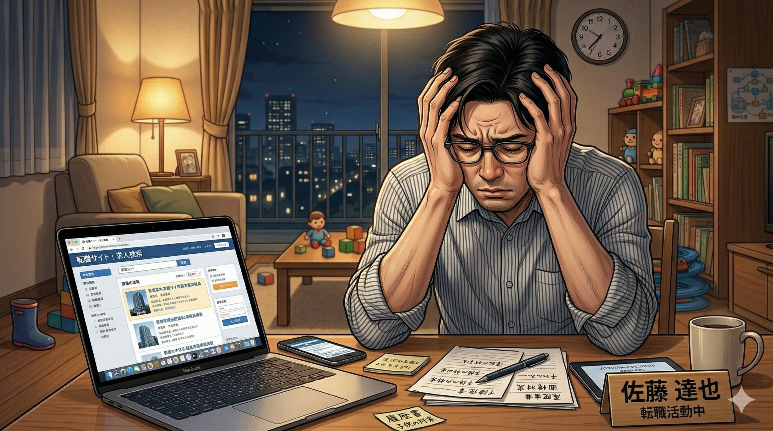 頭を抱える男性