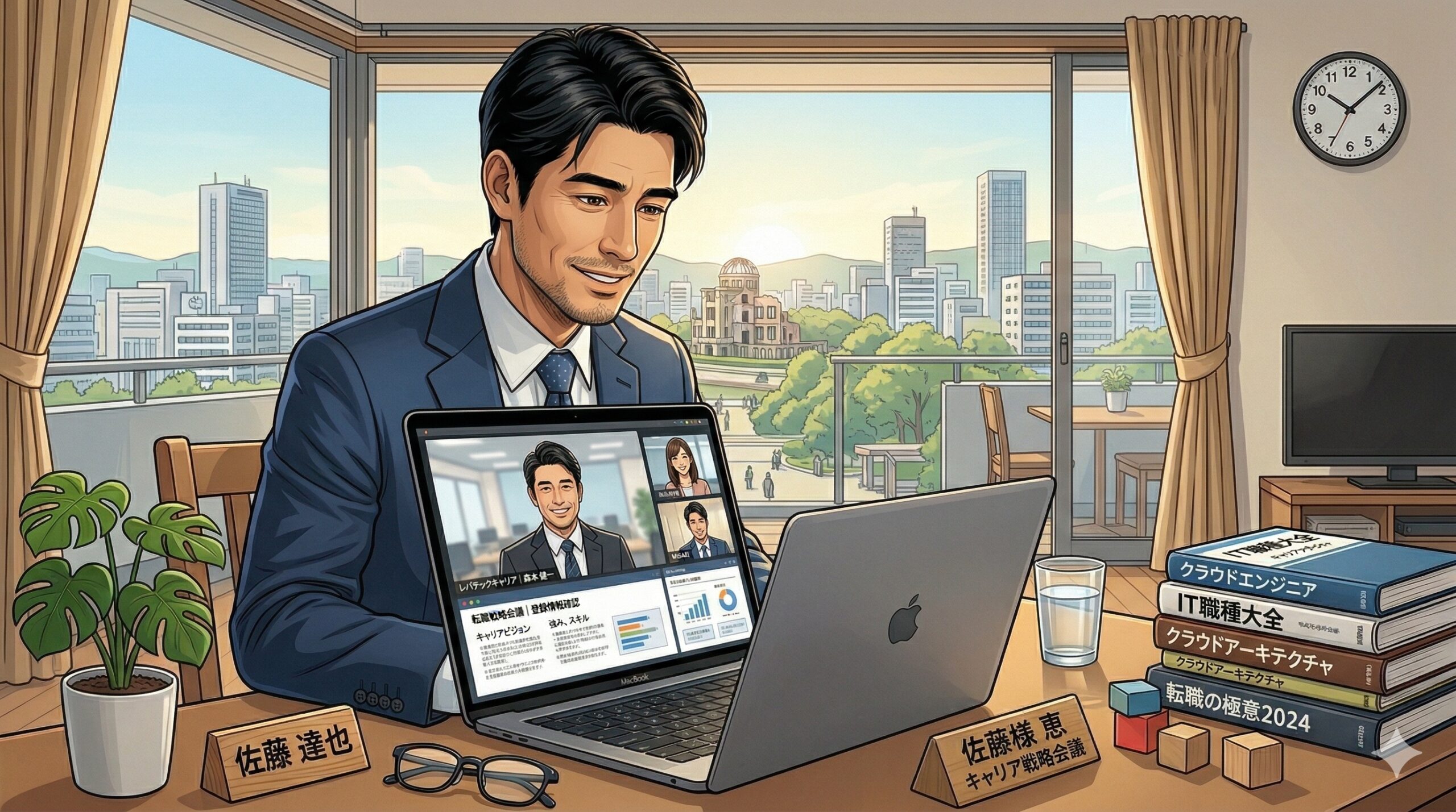 転職エージェントとビデオ通話するシーン