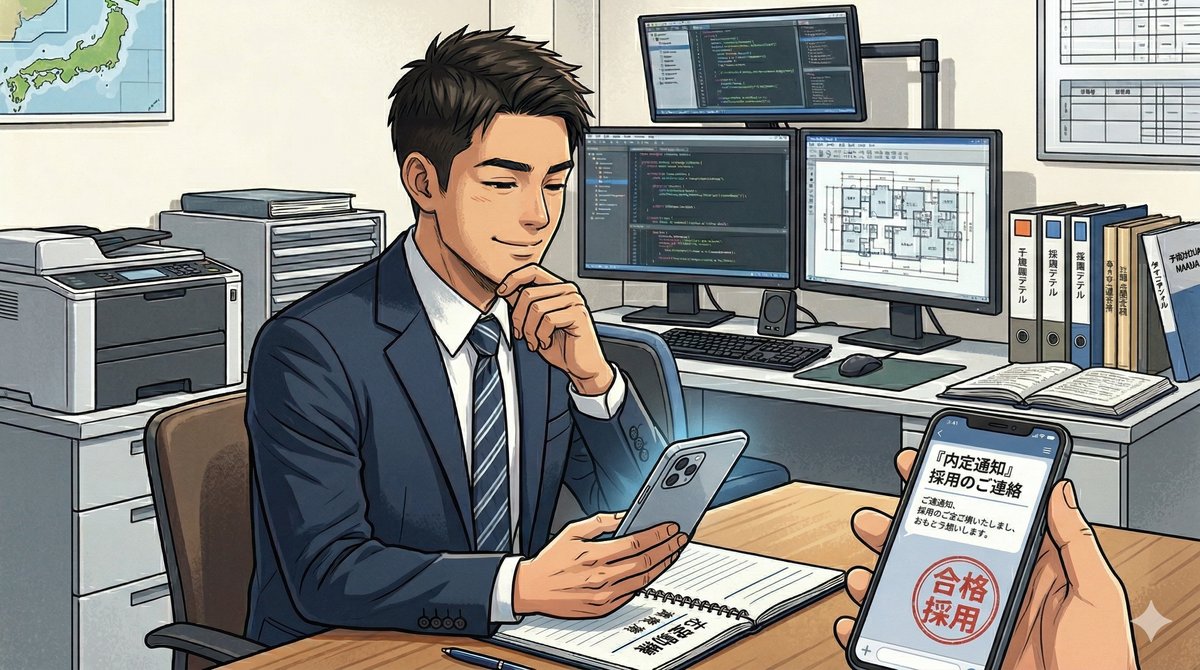 転職成功を喜ぶ男性