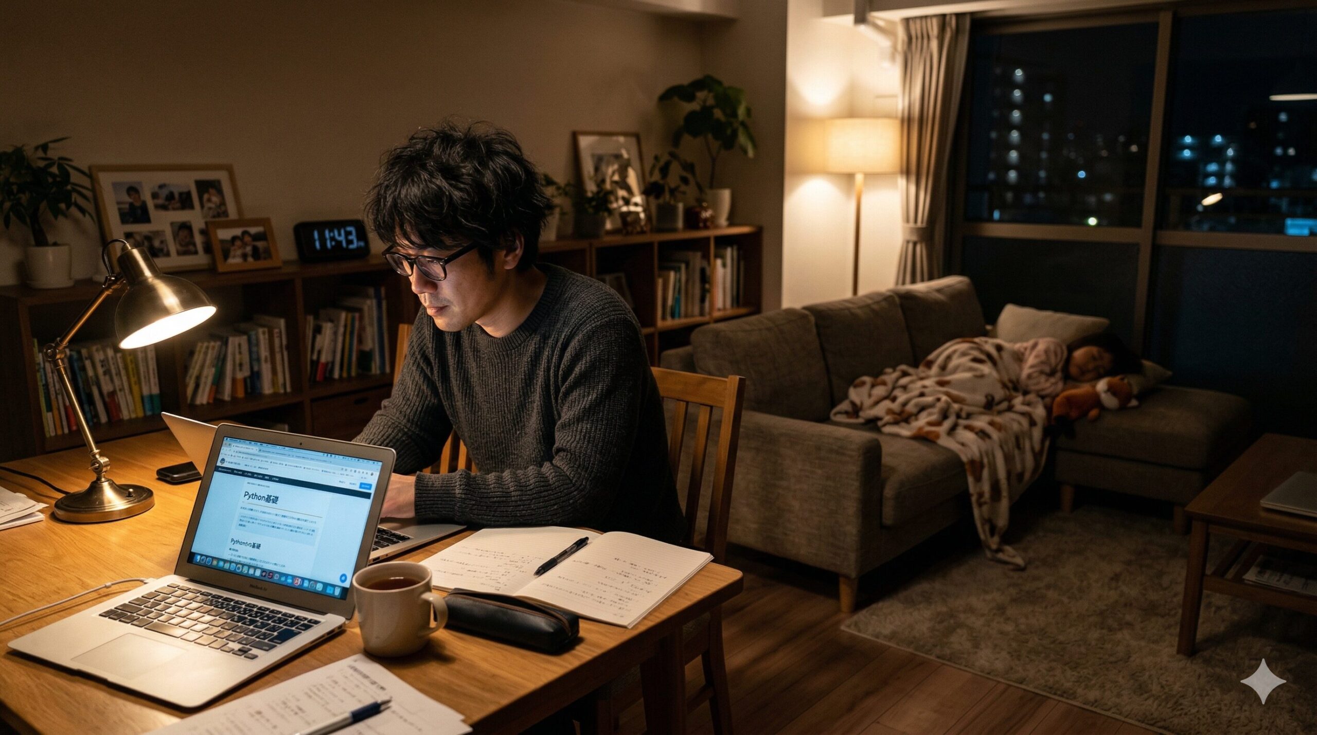 夜に子どもが寝た後30分勉強