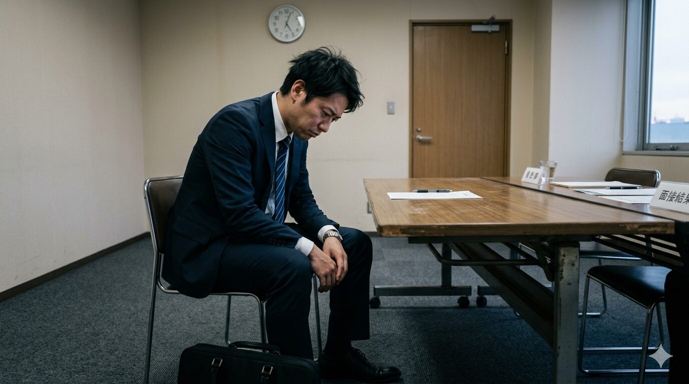 転職エージェントに方向違いを指摘されて落ち込む男性