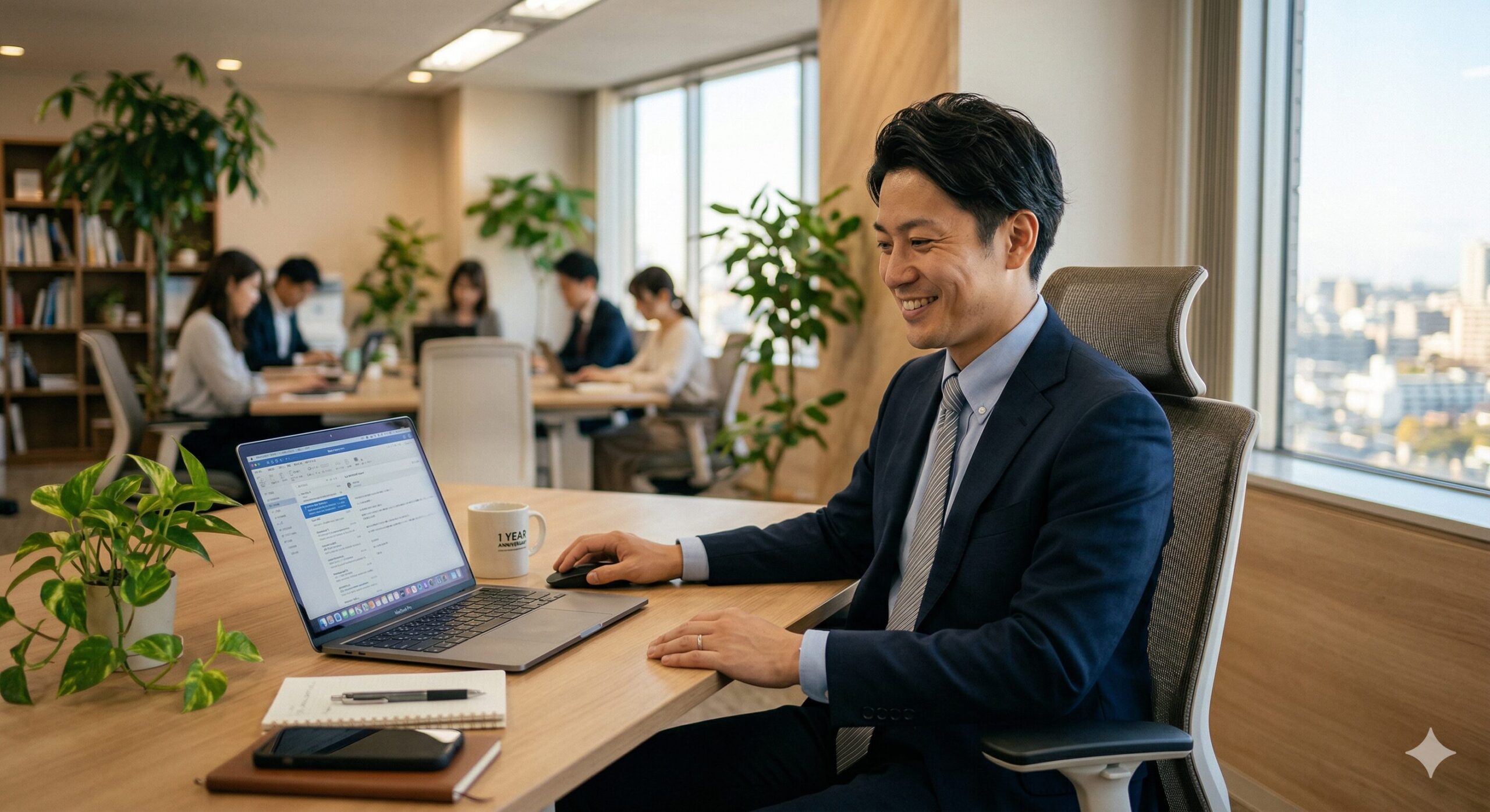 社内SEとして落ち着いたオフィスで働く30代男性