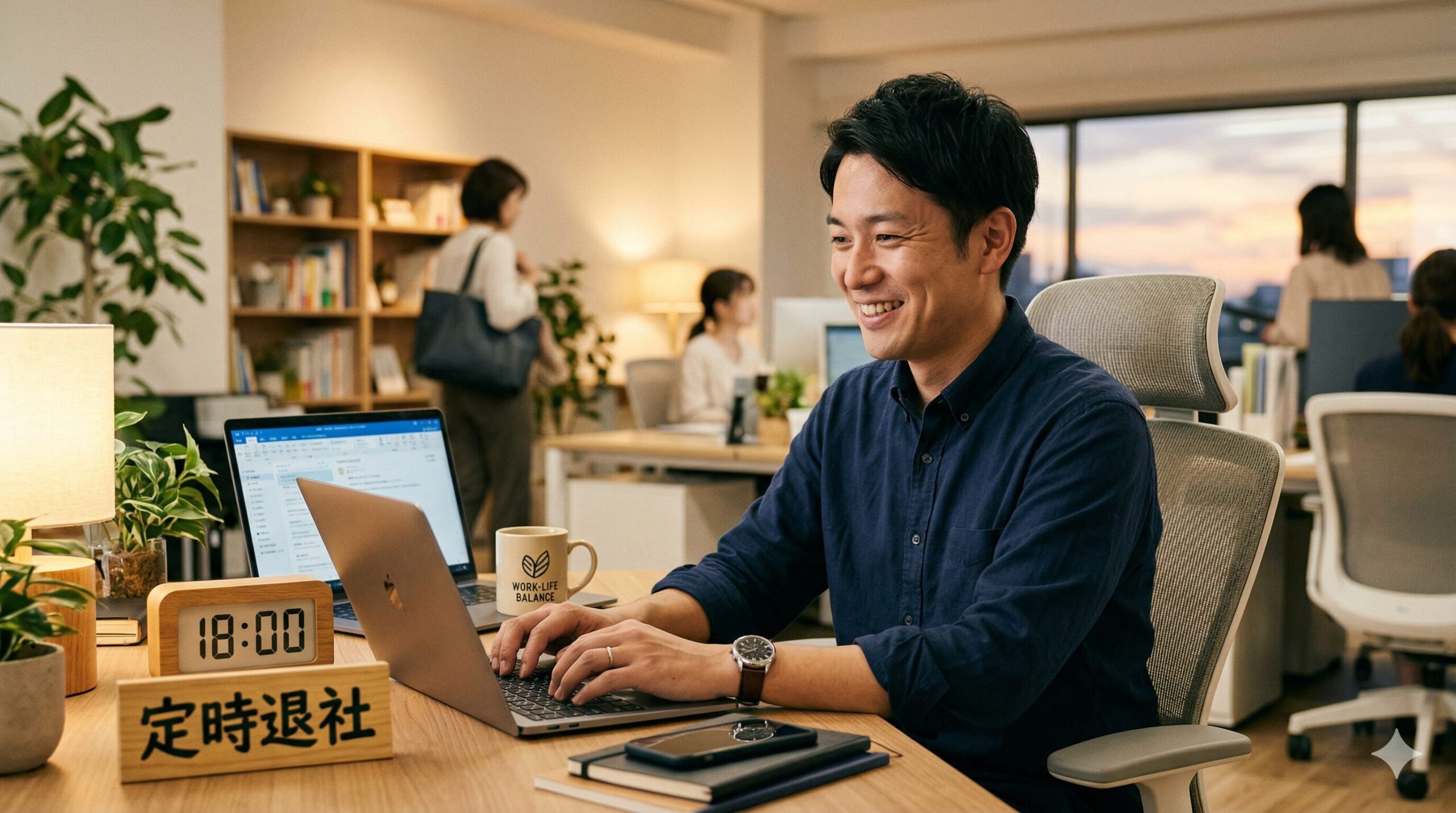 チームで働く社内SEのオフィスシーン